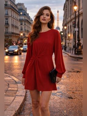 IRO Broken Open-Back Long Sleeve Mini Dress Size 4 NWT Holiday Party Dress